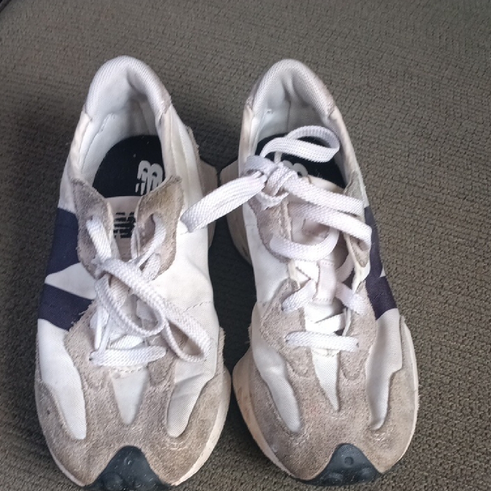 New Balance Kids White and Gray Sneakers